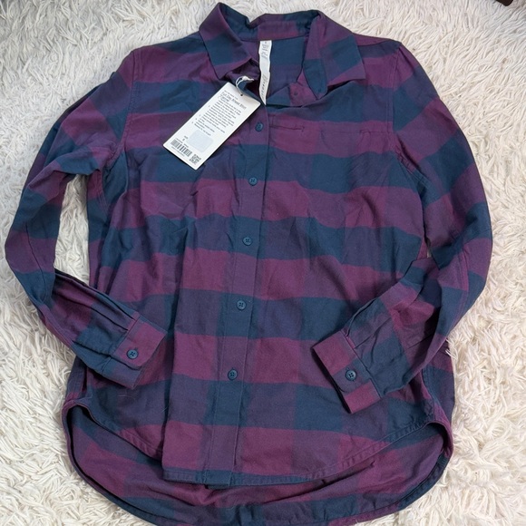 lululemon athletica Tops - NWT Lululemon Full Day Ahead Shirt Revive Plaid Night Diver Galactic Grape